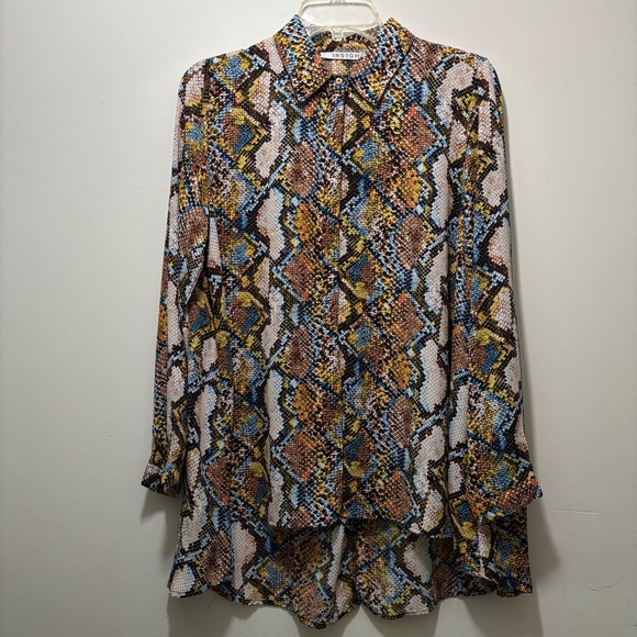 Insight Python Print Button Up Tunic Top Size S - Picture 2 of 11